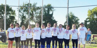 
			
				                                The Ripley 14U softball team poses with the trophy after winning the Southern Hills Youth League tournament championship. Photo provided.
 
			
		